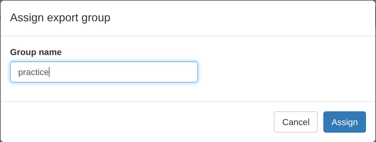 Assigning contigs to an export group
