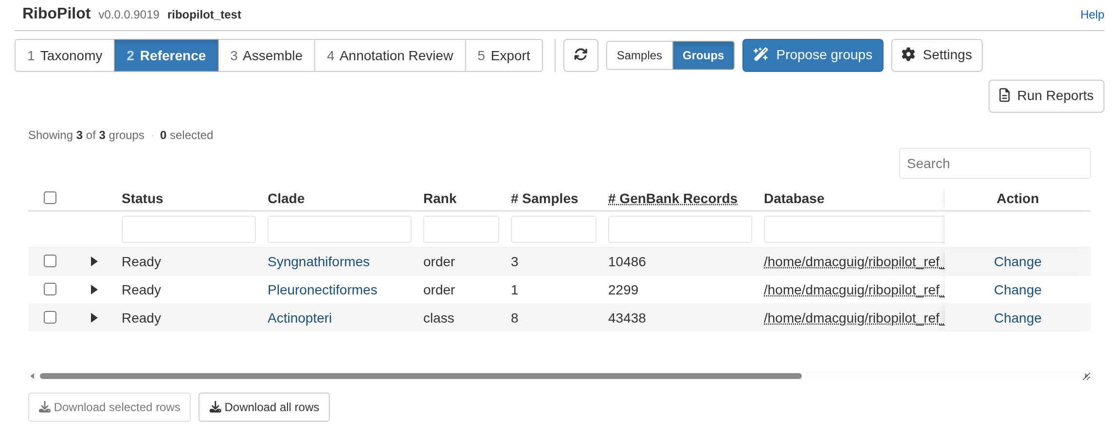 Reference groups with their databases ready