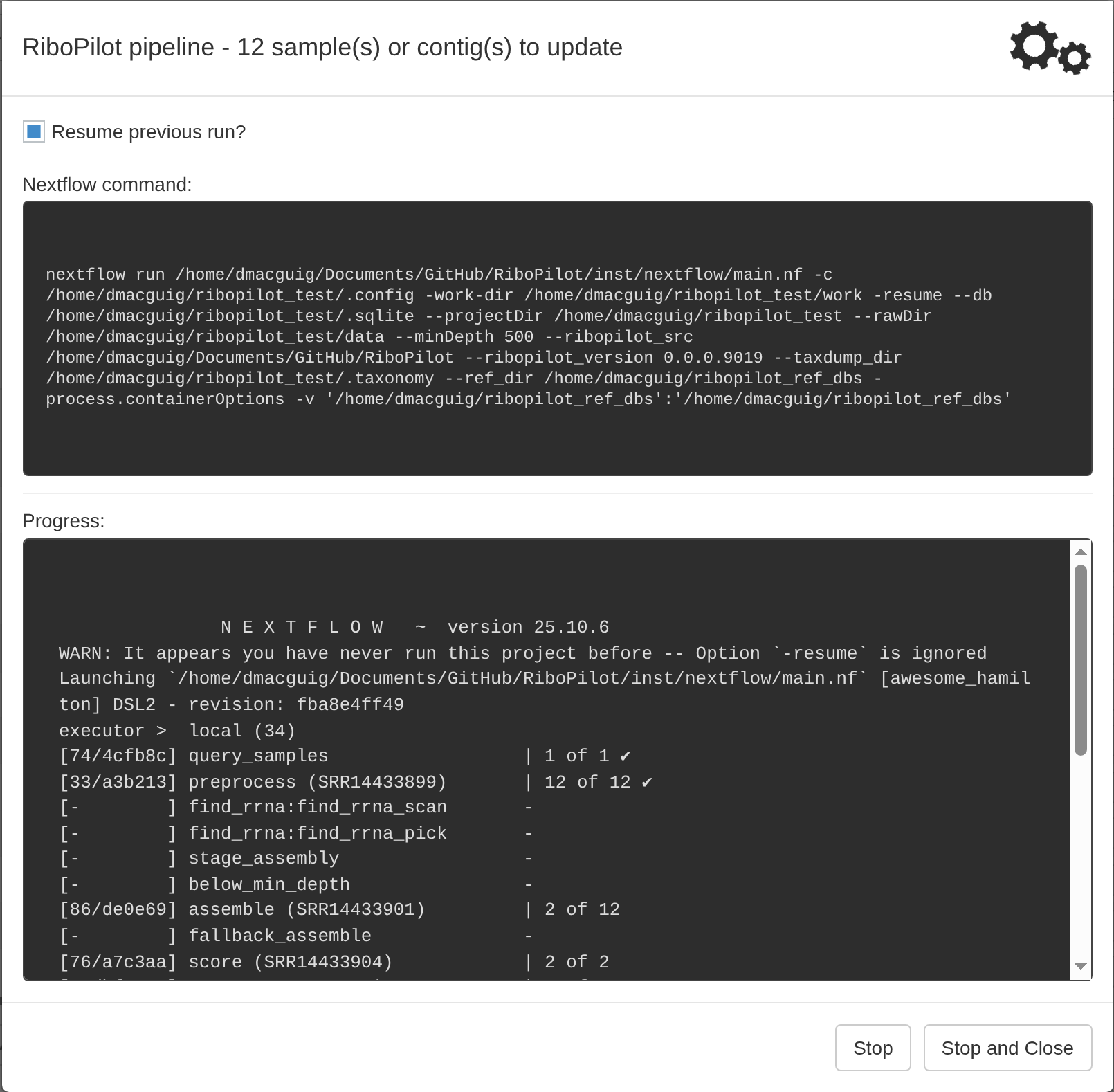 Progress of a running pipeline